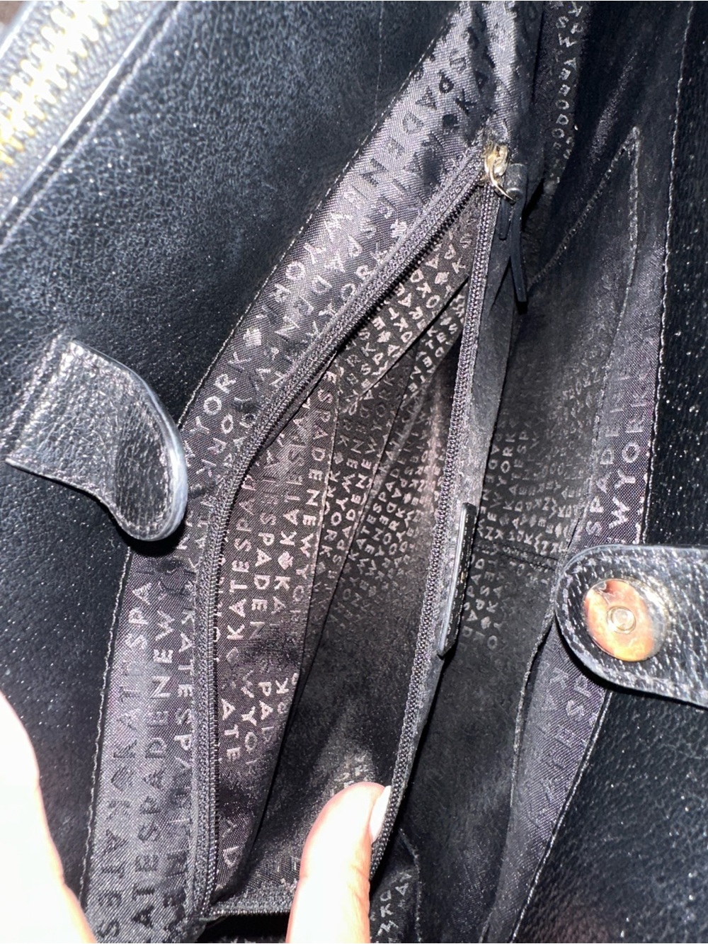 kate spade large Black Pebbled Leather Top-Handle Satchel - Picture 12 of 15